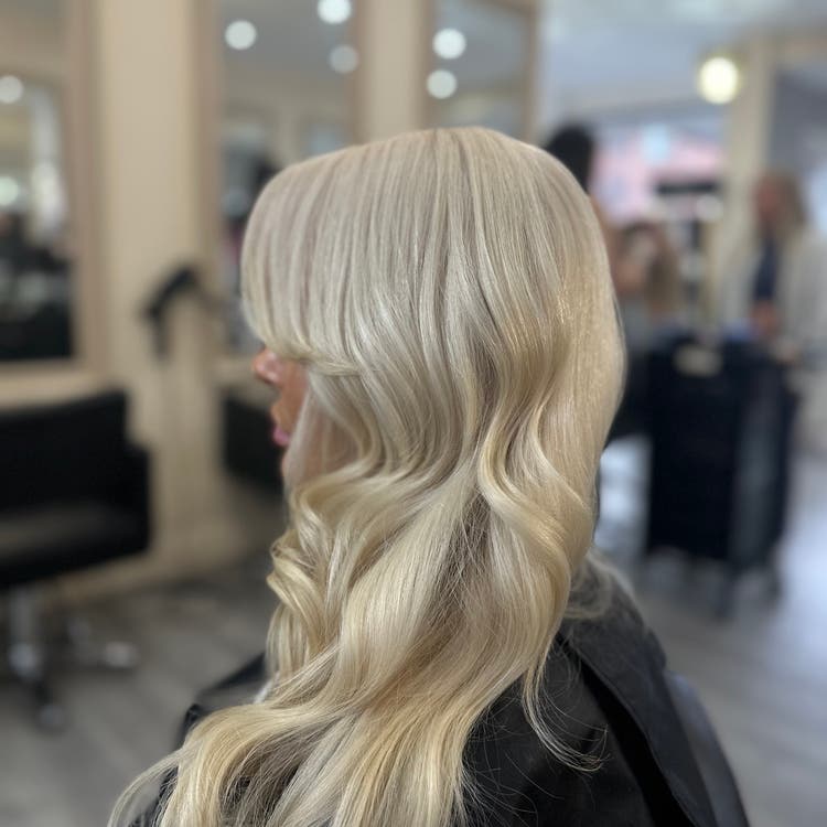 Pearl blonde hair created at BLOND Salon